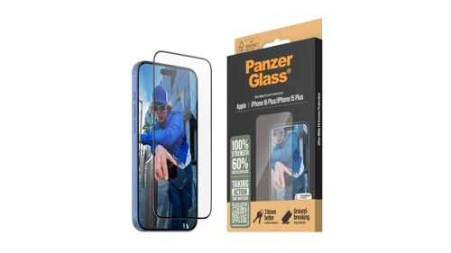 PanzerGlass iPhone 16 Plus/15 Plus skärmskydd Ultra-Wide Fit med applikator, bild 3