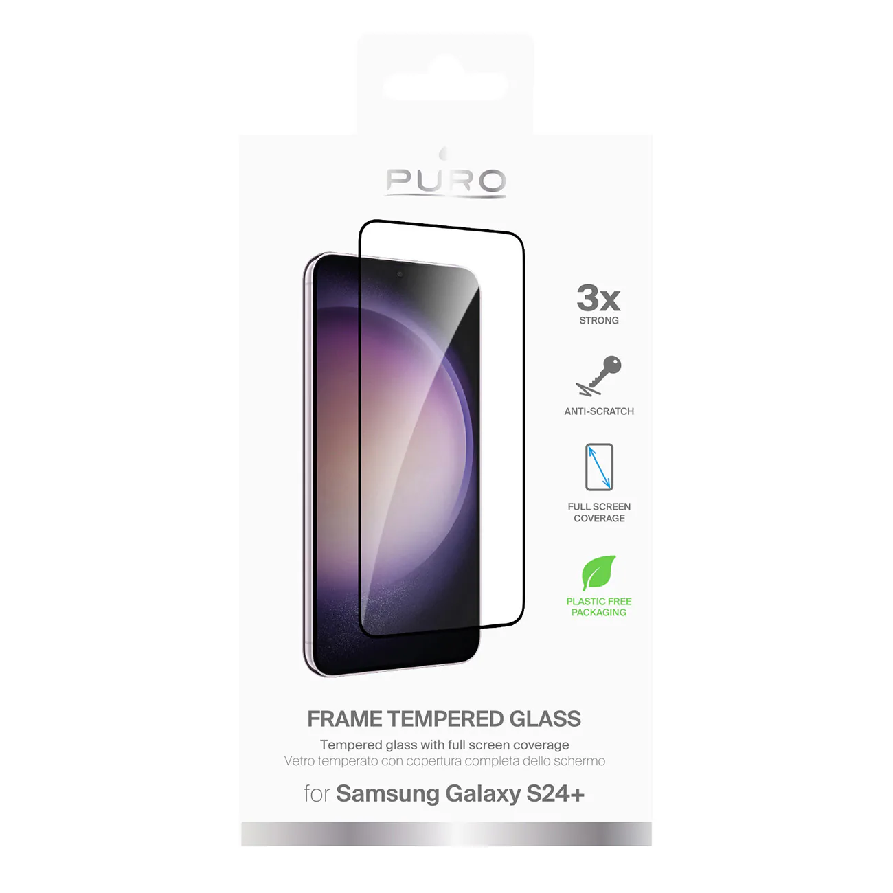 Puro Frame härdat glas med svart ram för Samsung Galaxy S25+ / S24+, bild 2