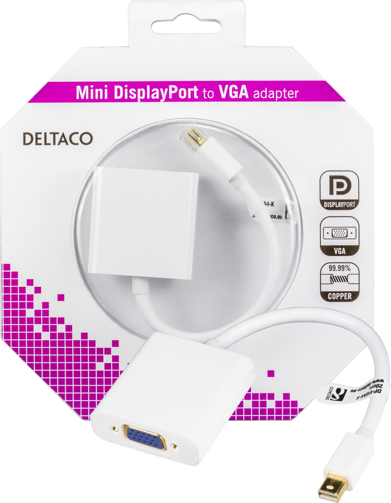 Adapter Mini DisplayPort till VGA, 0,05 meter - Vit, bild 3