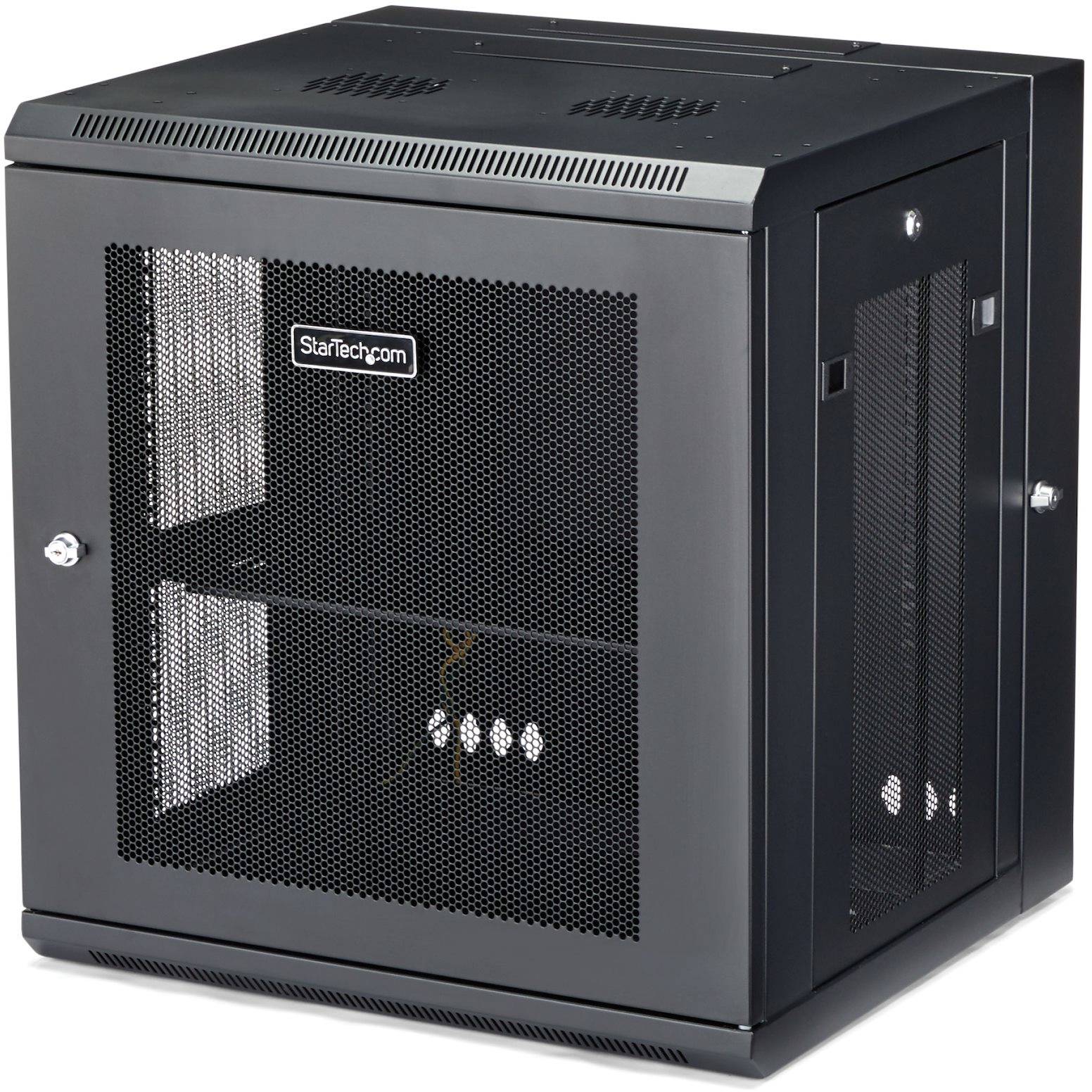 19" Skåp StarTech.com 12U, 610x550x640mm, stående eller väggmonterat, gångjärnsupphängning - Svart, bild 3