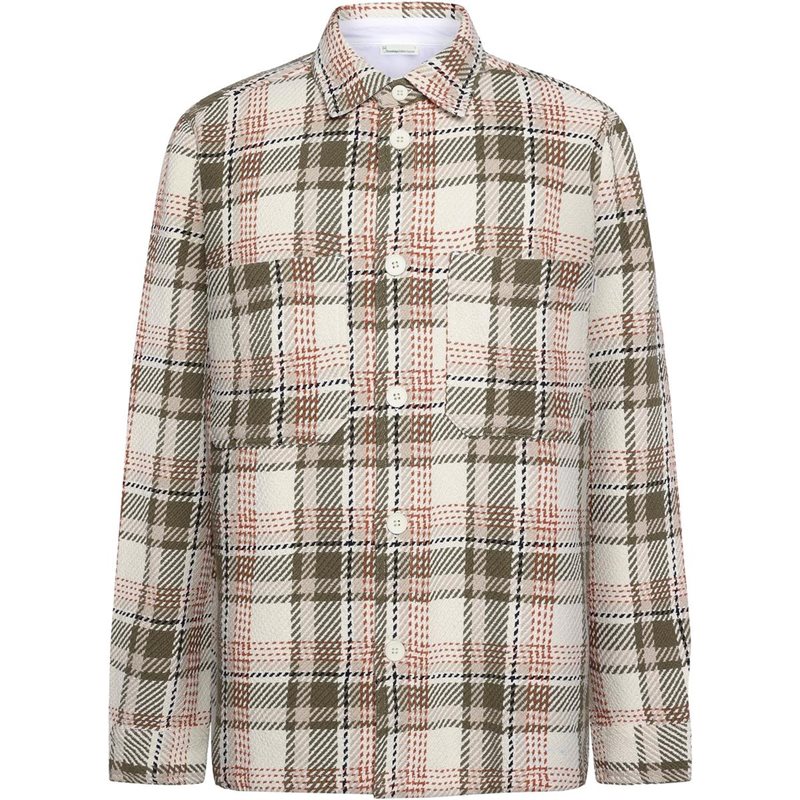 KnowledgeCotton Apparel Checked Overshirt Creme Check - M