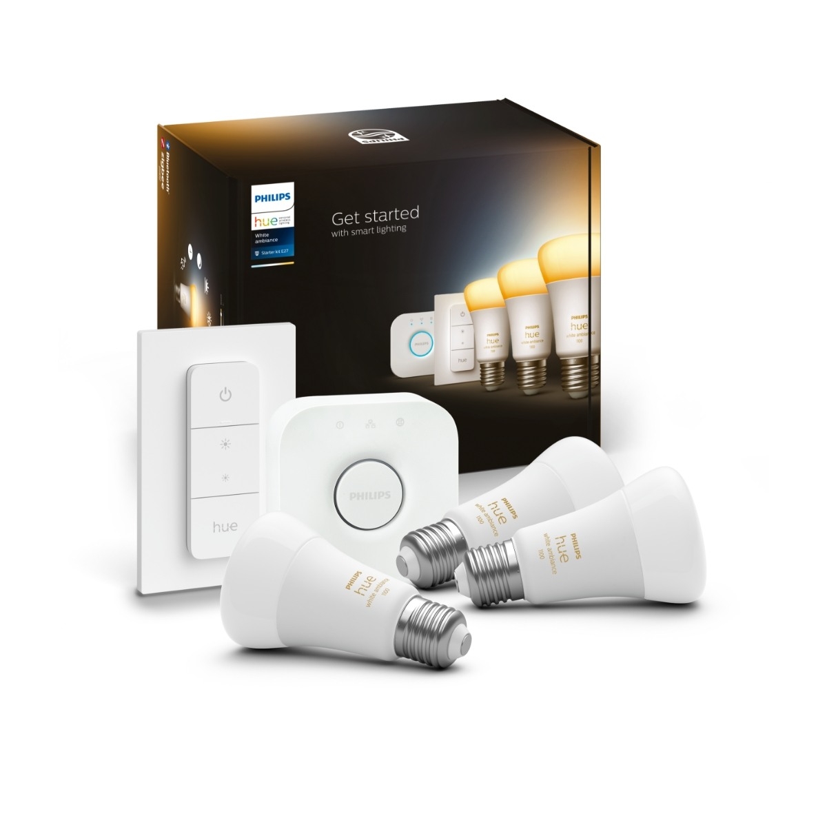 Philips Hue startpaket 3 X E27 Glödlampor + brygga + dimmer, bild 3