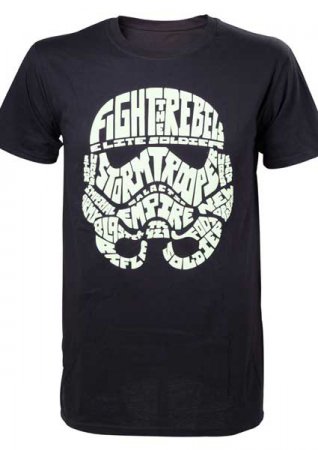 Star Wars Stormtrooper Word Play Glow in the Dark T-shirt Svart (Medium)