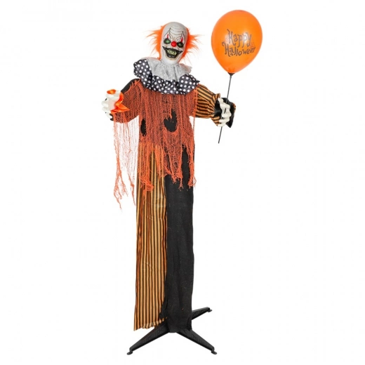 Standing Animated Clown Orange Dekoration 166 cm