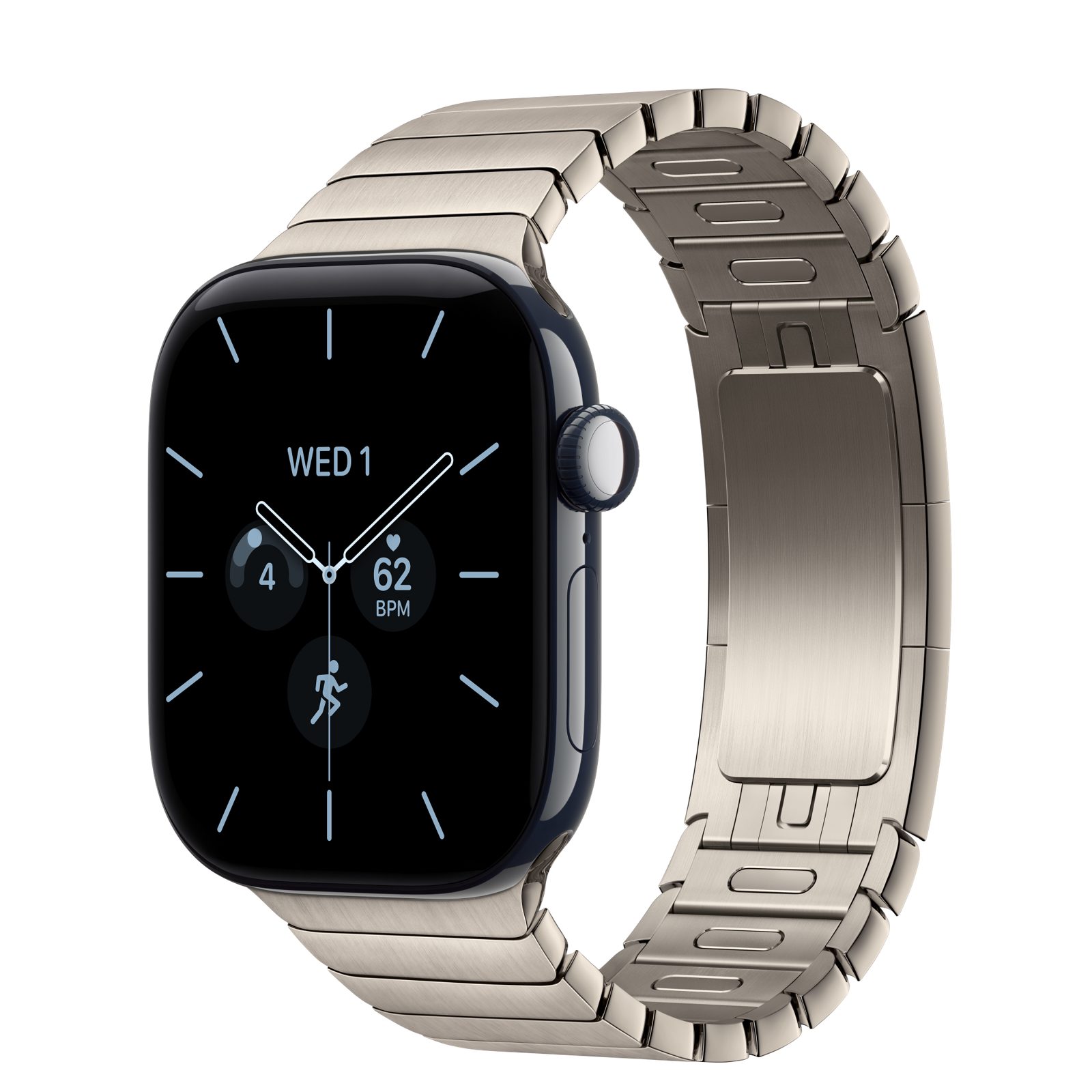Apple Watch Series 12 (GPS + Cellular) • Keramikboett nattblå, 42 mm • Länkarmband naturlig finish