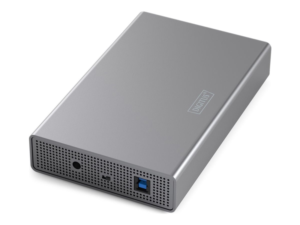 Externt kabinett 3.5" SATA till USB 3.2, Digitus, aluminium, max 16 TB, inkl. strömadapter