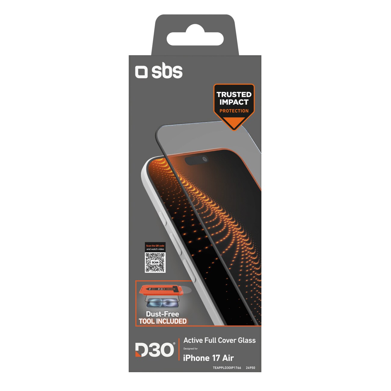 SBS-skyddsglas med D3O-teknik set med applikator för iPhone 17 Air, bild 2