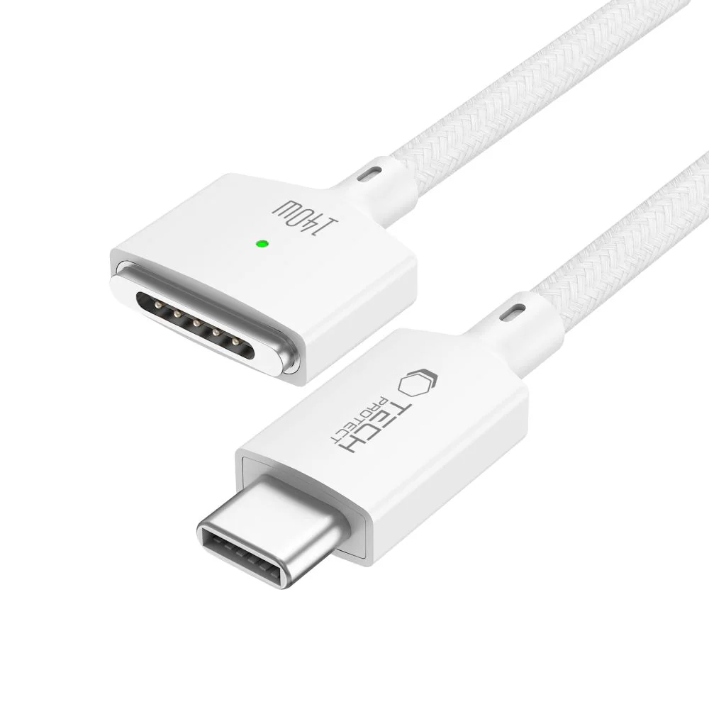 Tech-Protect MMC01 Ultraboost USB-C / USB-C MagSafe 3, 140 W, 200 cm kabel för MacBook – Vit, bild 2