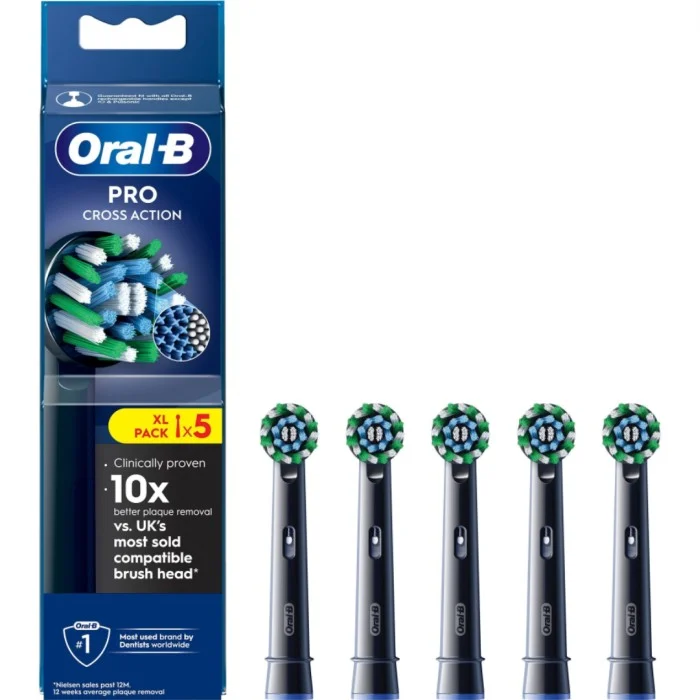 Oral-B CrossAction borsthuvuden 5 st, svart
