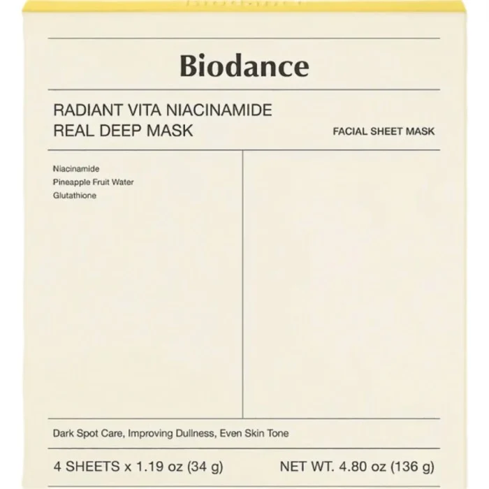 Biodance Radiant Vita Niacinamide Real Deep Mask 4 pcs 136 g, bild 3