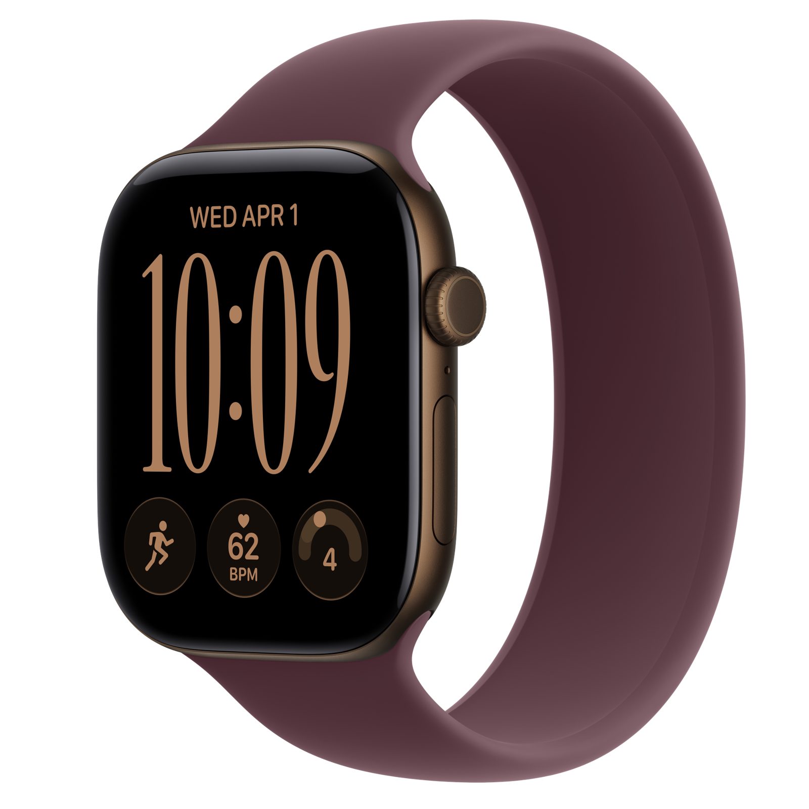 Apple Watch Series 12 (GPS + Cellular) • Aluminiumboett mörk brons, 46 mm • Sololoop bourgogne