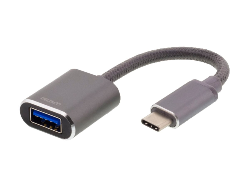 Deltaco USB-C till USB-A OTG adapter - Aluminium