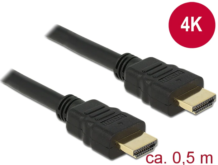 Delock HDMI-kabel med hög hastighet och Ethernet 4K @ 30Hz, 0,5m