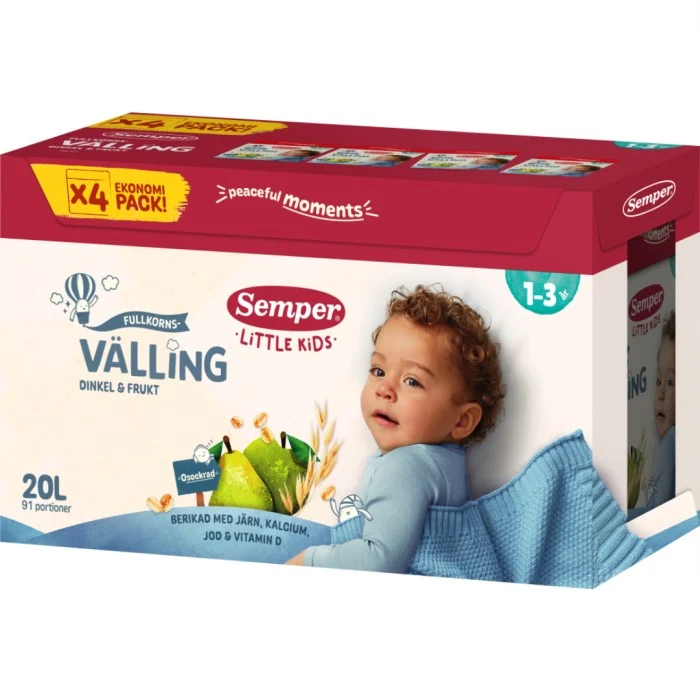 Semper Fullkornsvälling Dinkel & Frukt 1-3 år Storpack