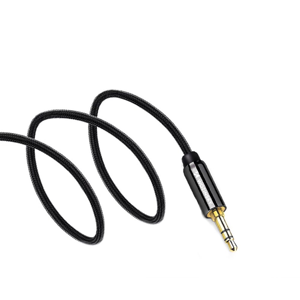 Wozinsky AUX-kabel vinklad (hane-hane) minijack-kabel 2m svart, bild 3