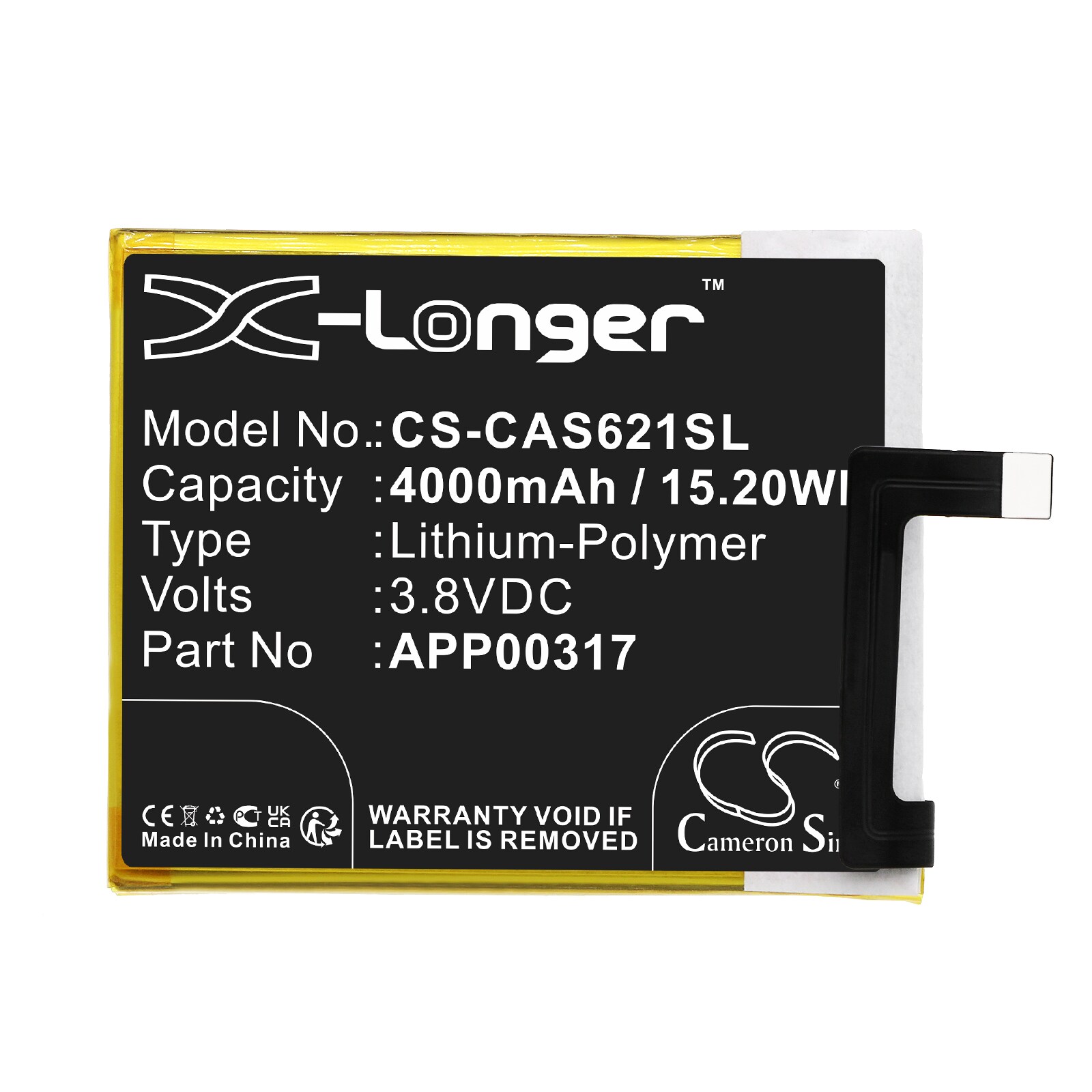 Cameron Sino-batteri App00317 för telefon Caterpillar Cat S62 Pro S62pro / CS-CAS621SL, bild 3