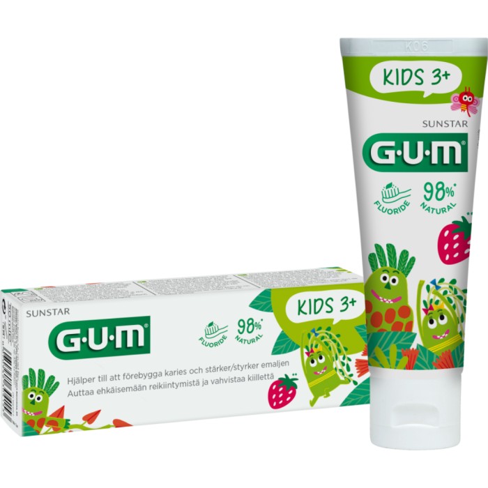 GUM KIDS fluoridtandkräm 3+ år, jordgubb, 50 ml