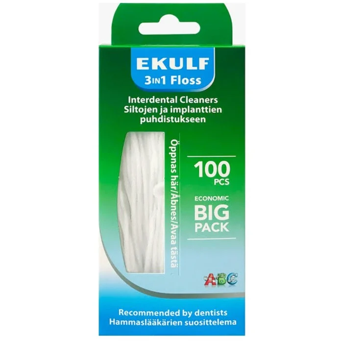 Ekulf 3in1 Floss Tandtråd 100 st