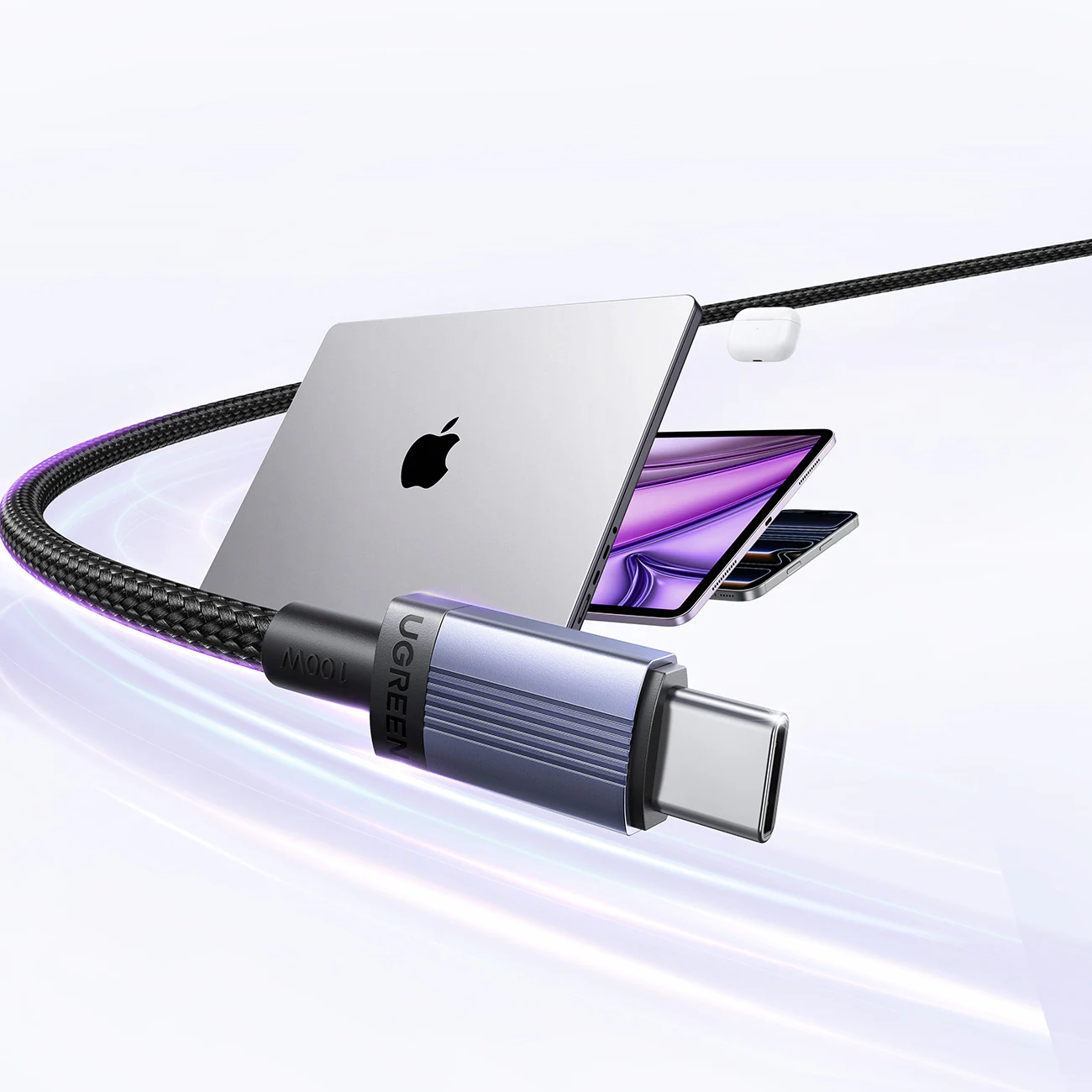 Ugreen USB-C till USB-C PD-kabel 100 W 5 A 3 m – svart, bild 3