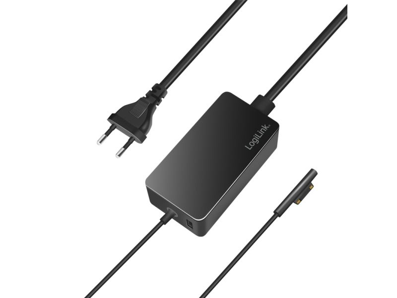 LogiLink PA0309 laddare 65 W med USB-port för Surface Pro/Laptop, svart