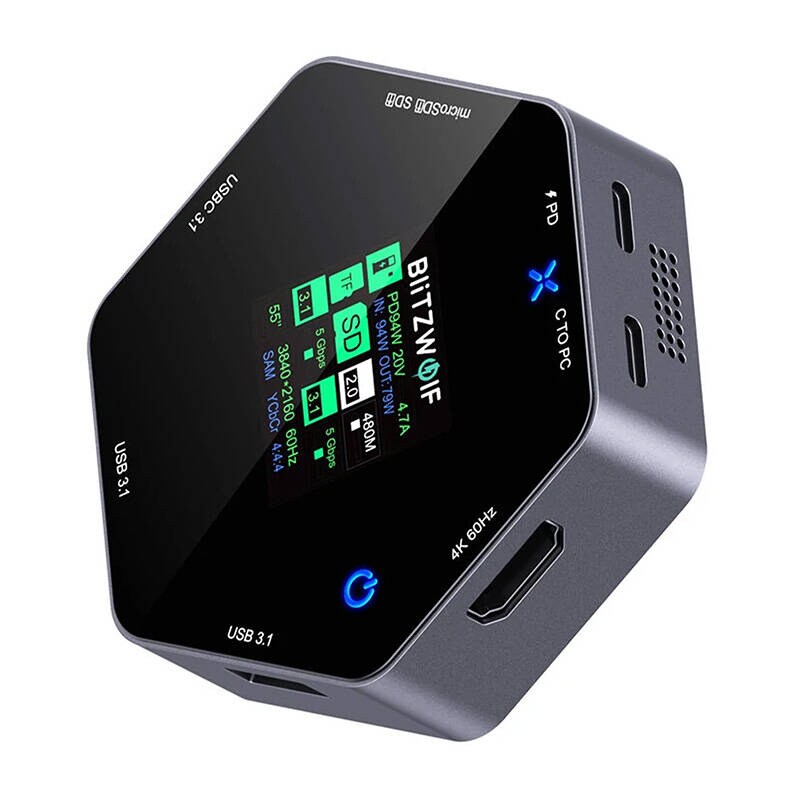 Blitzwolf 8in1 dockningsstation BW-TH16 USB 100W LCD Smart Display, bild 2