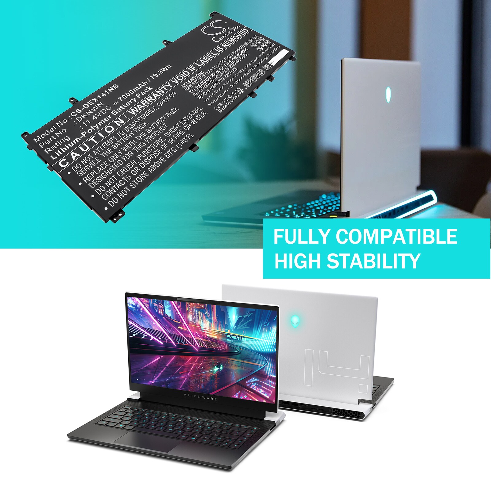 Batteri till Notebook, Bärbar dator för Dell Alienware X14 R1, Alienware X14 R2, bild 3