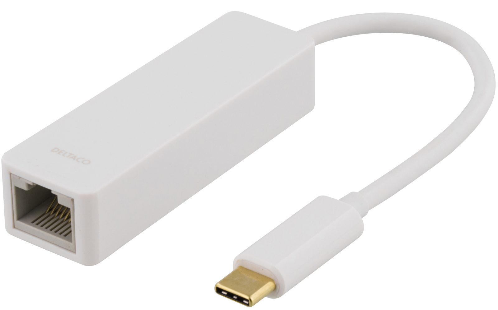 Nätverksadapter Deltaco USB-C, Gigabit, 1xRJ45 - Vit, bild 3