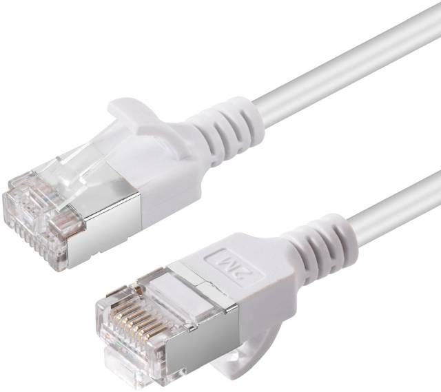 Nätverkskabel skärmad Cat6a U-FTP, slim, LSZH, MicroConnect, 10 meter - Vit, bild 3