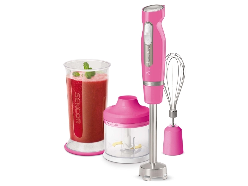 Sencor SHB 4468RS-EUE3, Stavmixer, 0,7 L, Pulsfunktion, Iskrossning, 1000 W, Rosa, Rostfritt stål