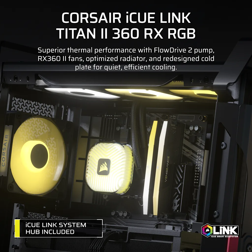 iCUE LINK TITAN II 360 RX RGB AIO vattenkylning för CPU, bild 2
