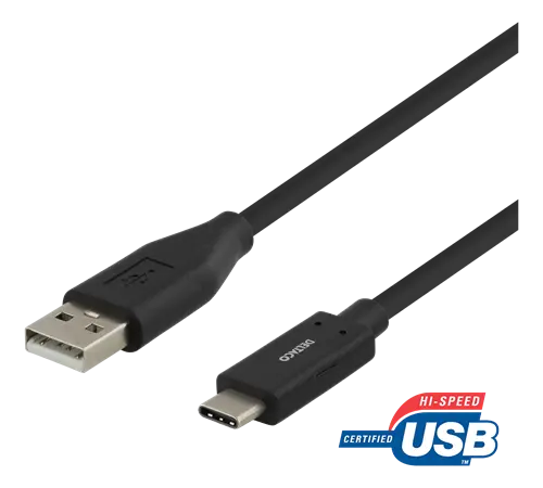Deltaco USB-C till USB-A 2.0 Kabel Svart - 1 meter, bild 3