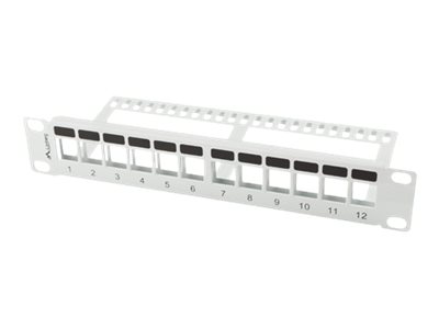 10" Patchpanel Lanberg, 12 portar, Keystone, 1U, metall - Grå