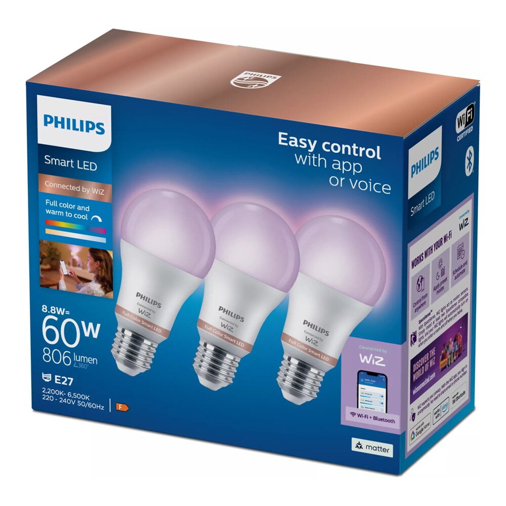 Philips RGB smart lampa E27 A60 8,8W, 3 st, bild 2