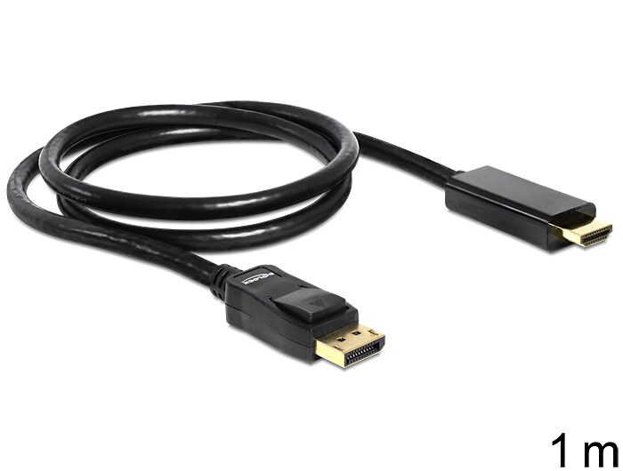 Delock DisplayPort till höghastighets-HDMI-kabel, passiv, 1m - svart, bild 2