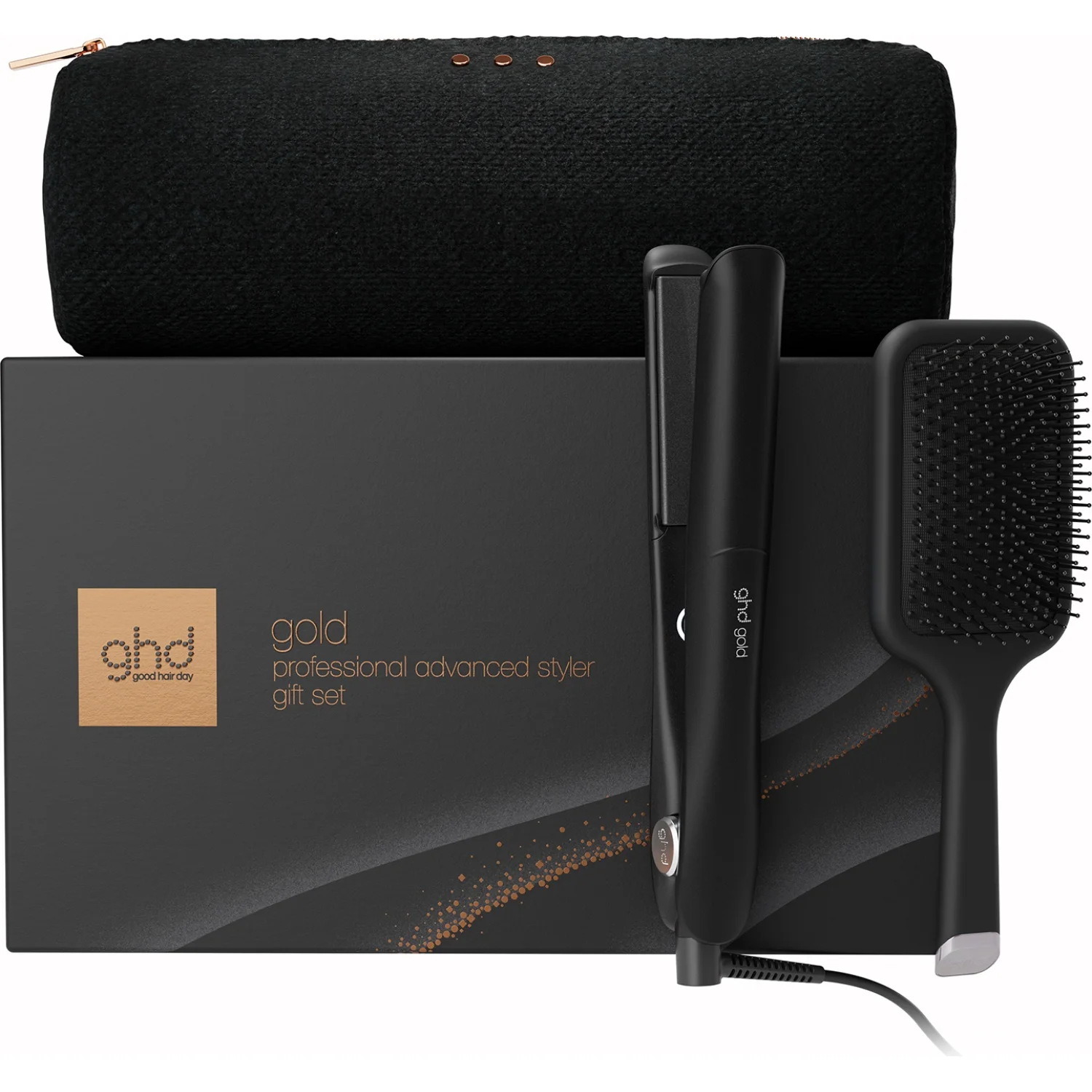 ghd Cashmere Collection Gold Hair Straightener Festive Gift Set in Black