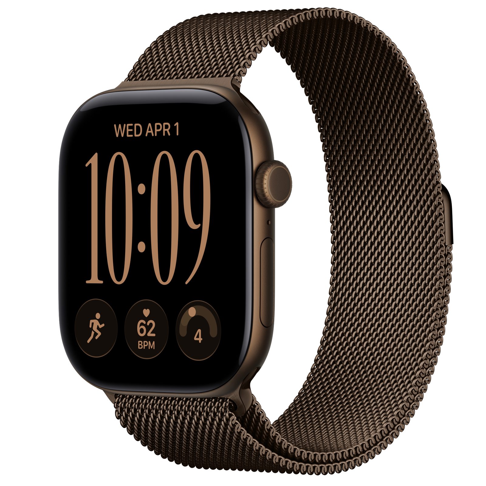 Apple Watch Series 12 GPS 46 mm mörk brons aluminium, mörk brons Milanesisk loop - S/M