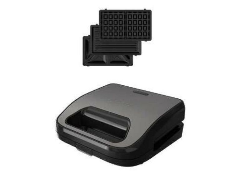 BLACK+DECKER BXSA754E smörgåsgrill 750 W 3 utbytbara plattor, svart/brun