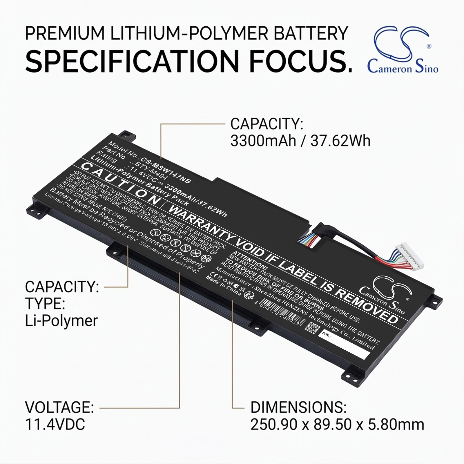 Batteri till Laptop, Bärbar dator för MSI Modern 14 C7M-044XES, Modern 14 C7M-046NL m.fl.