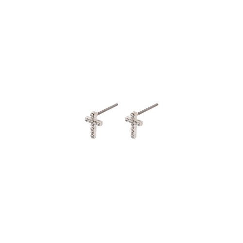 PILGRIM - CLARA Crystal Cross Earrings - Silver Plated - 9 mm