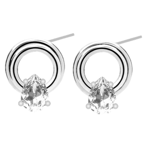 Snö Of Sweden Callie Plain Crystal Circle Ear Silver Clear Onesize