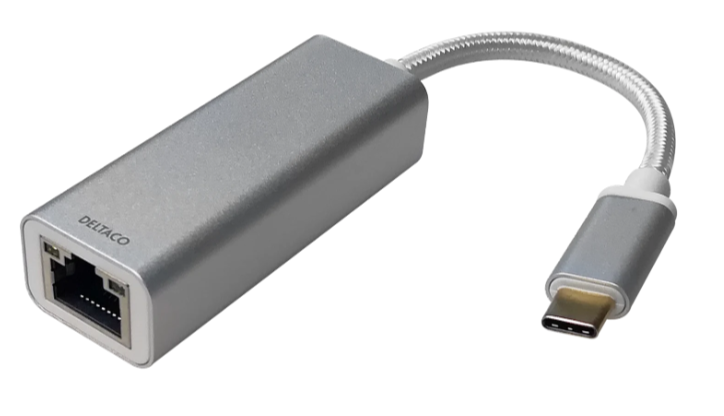 Deltaco USB-C nätverksadapter, 2.5GbE LAN, RJ45, aluminium, bild 3