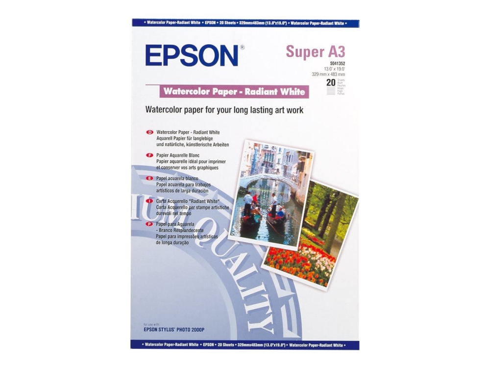 Epson WaterColor Paper Radiant White A3+, 190g/m2, 20 ark