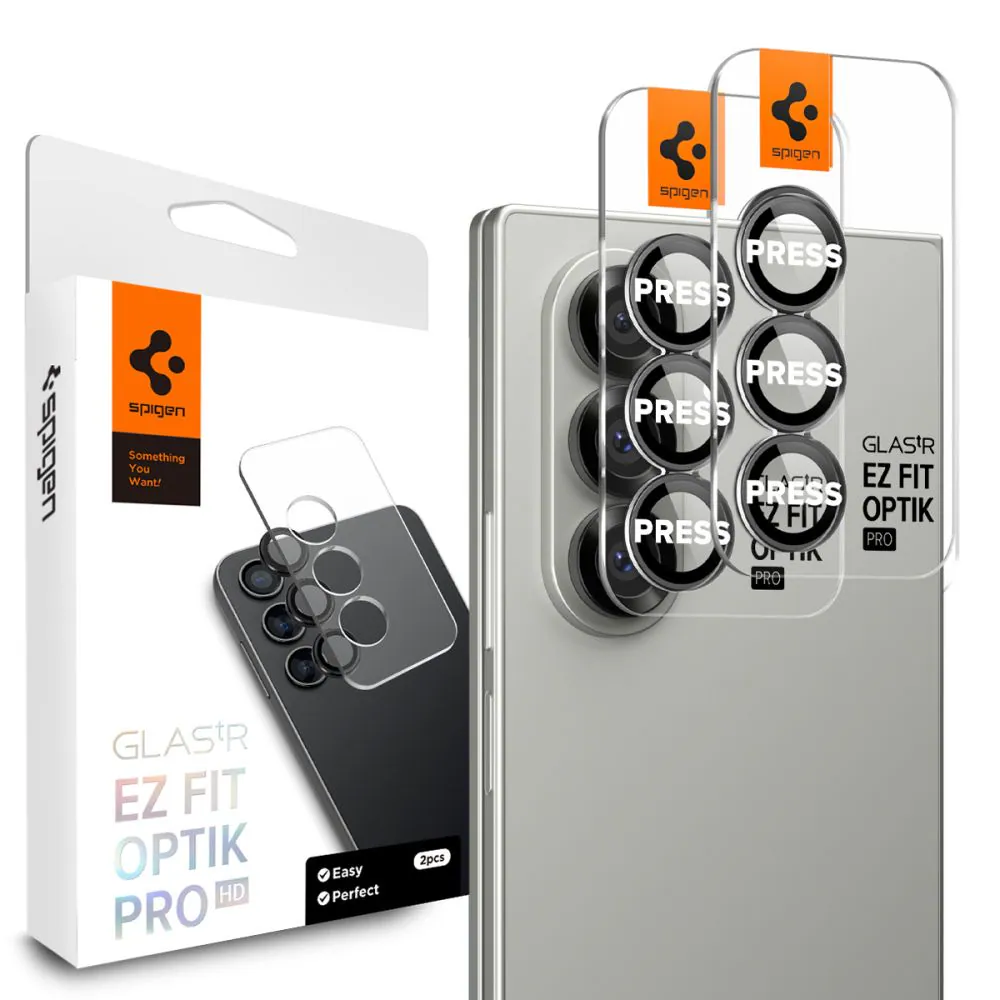 Spigen Optik Pro HD Glas.TR EZ Fit 2-pack kameraskydd för Samsung Galaxy Z Fold 7 - Svart