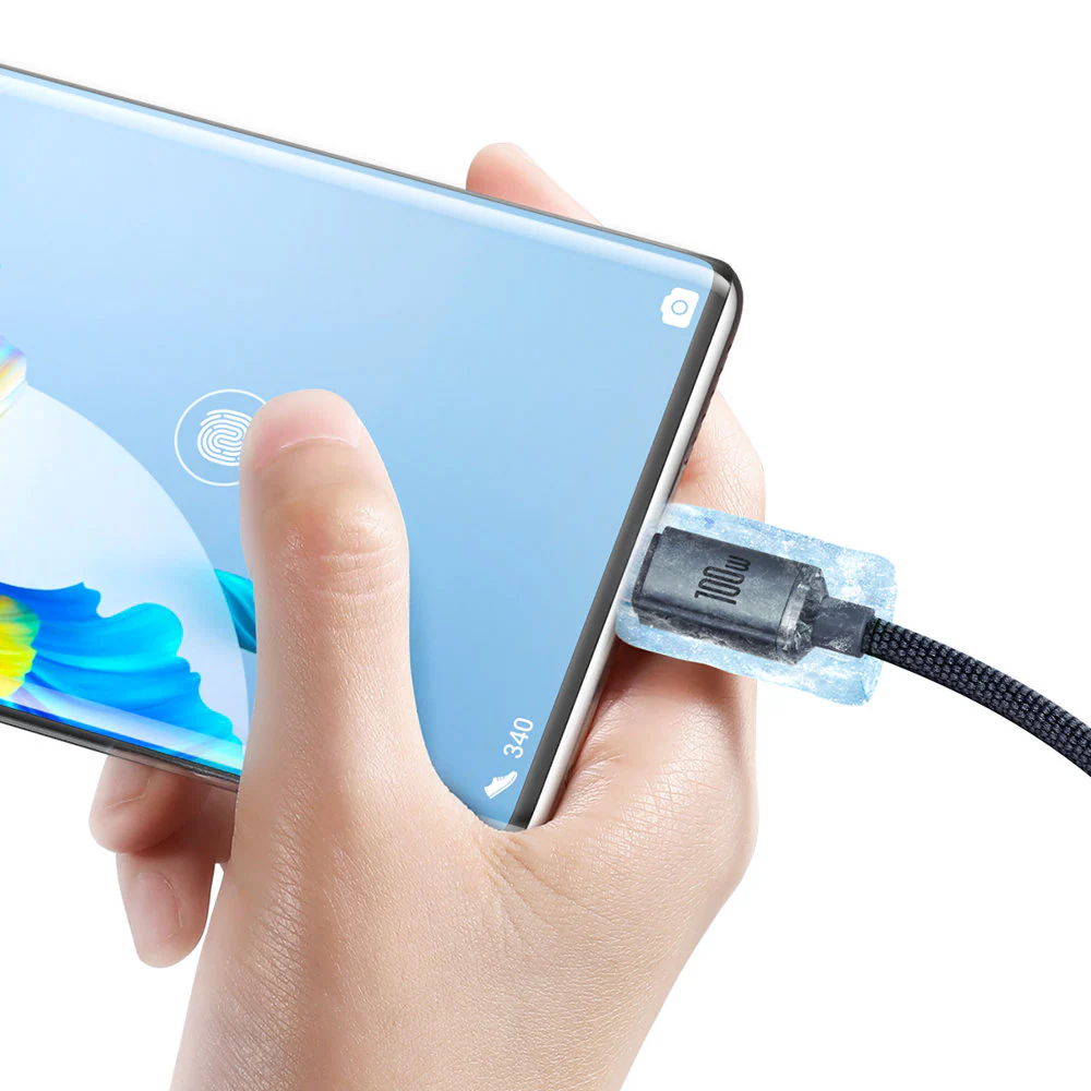 Baseus Crystal Shine USB-kabel för snabbladdning och dataöverföring USB A - C 100W 2m svart, bild 4
