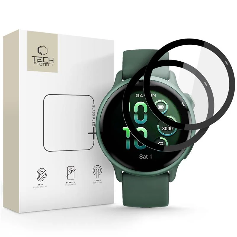 Tech-Protect Glass Flex+ 2-pack hybridglas för Garmin Vivoactive 6 - svart