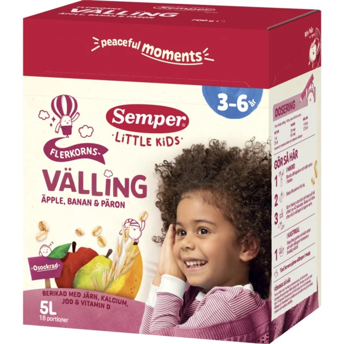Semper Flerkornsvälling äpple, banan & päron 3-6 år, 5 L