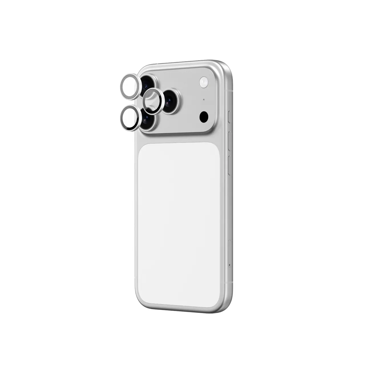 AmazingThing Linsglas för iPhone 17 Pro / Pro Max med silverfärgad aluminiumram, bild 3