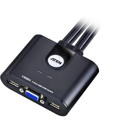 Aten KVM-switch - 1 konsol styr 2 datorer - USB och VGA - 0,9m