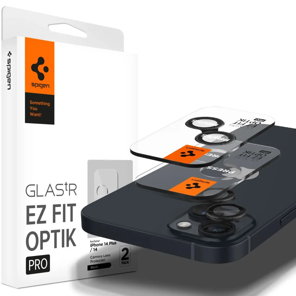 Spigen Glas.tR EZ Fit Optik Kameraskydd för iPhone 14 / Plus / 15 / Plus - Svart 2 st.