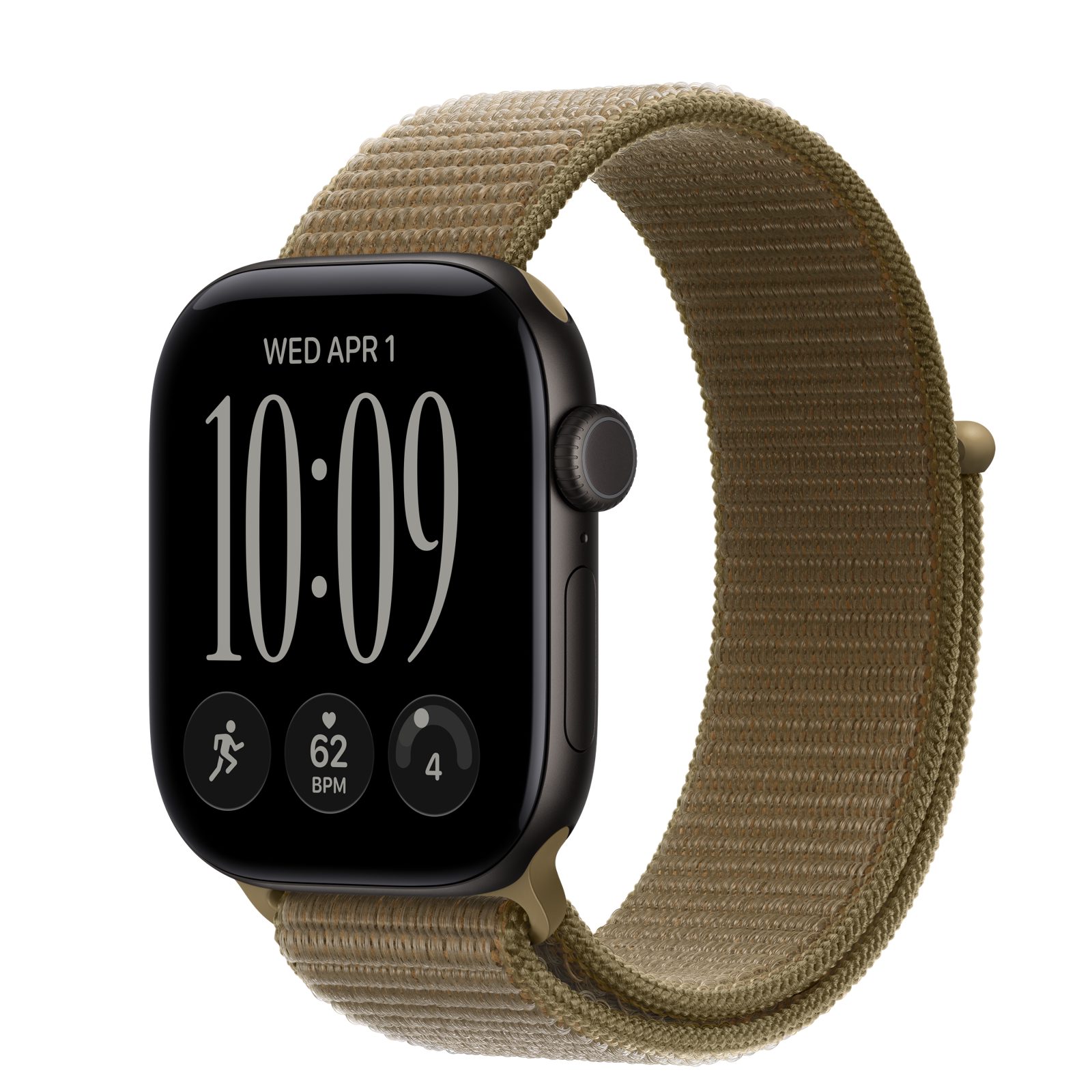 Apple Watch Series 12 (GPS) • Aluminiumboett svart, 42 mm • Sportloop oliv